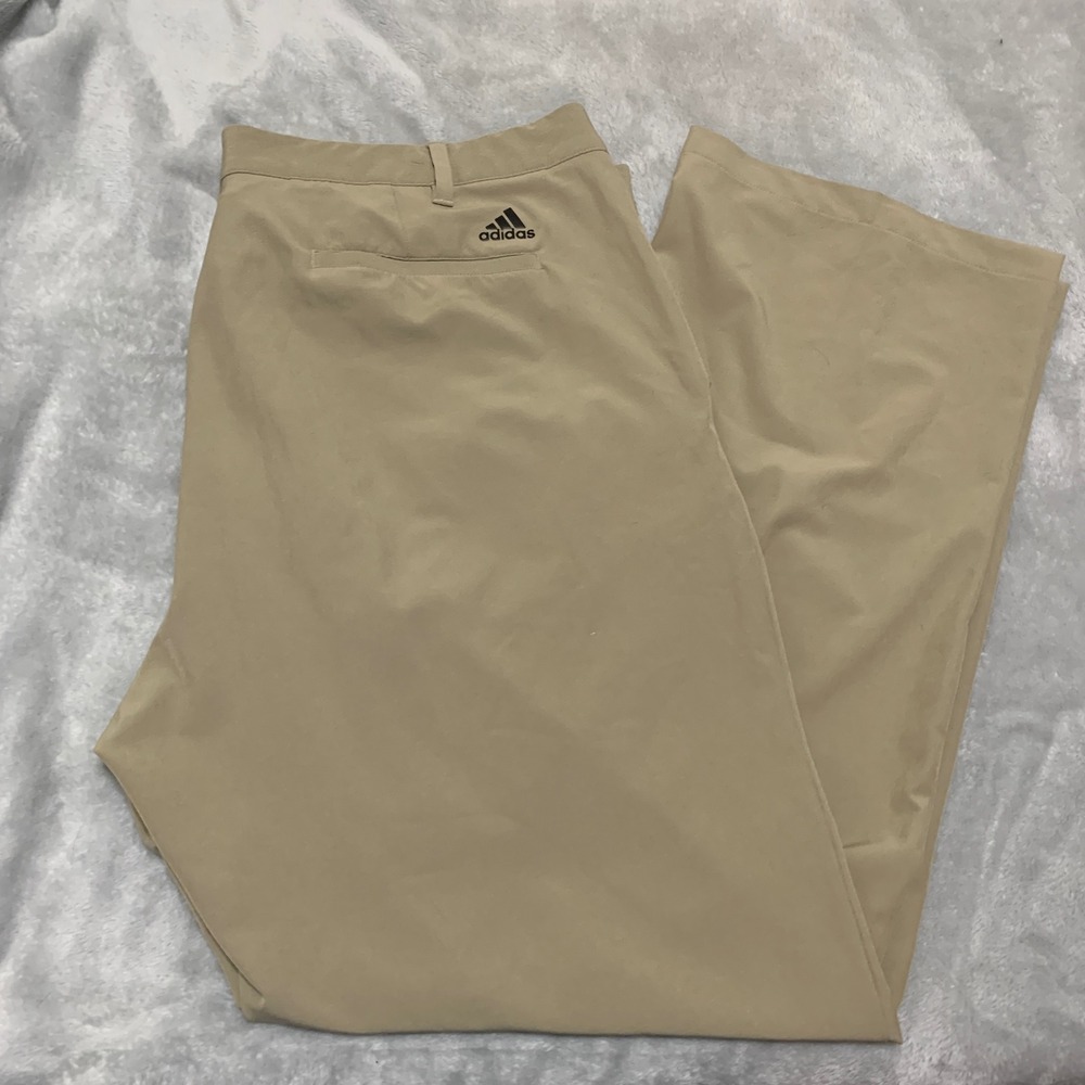 Adidas Pants Mens 40x32 Golf Khaki Stretch Flat Front